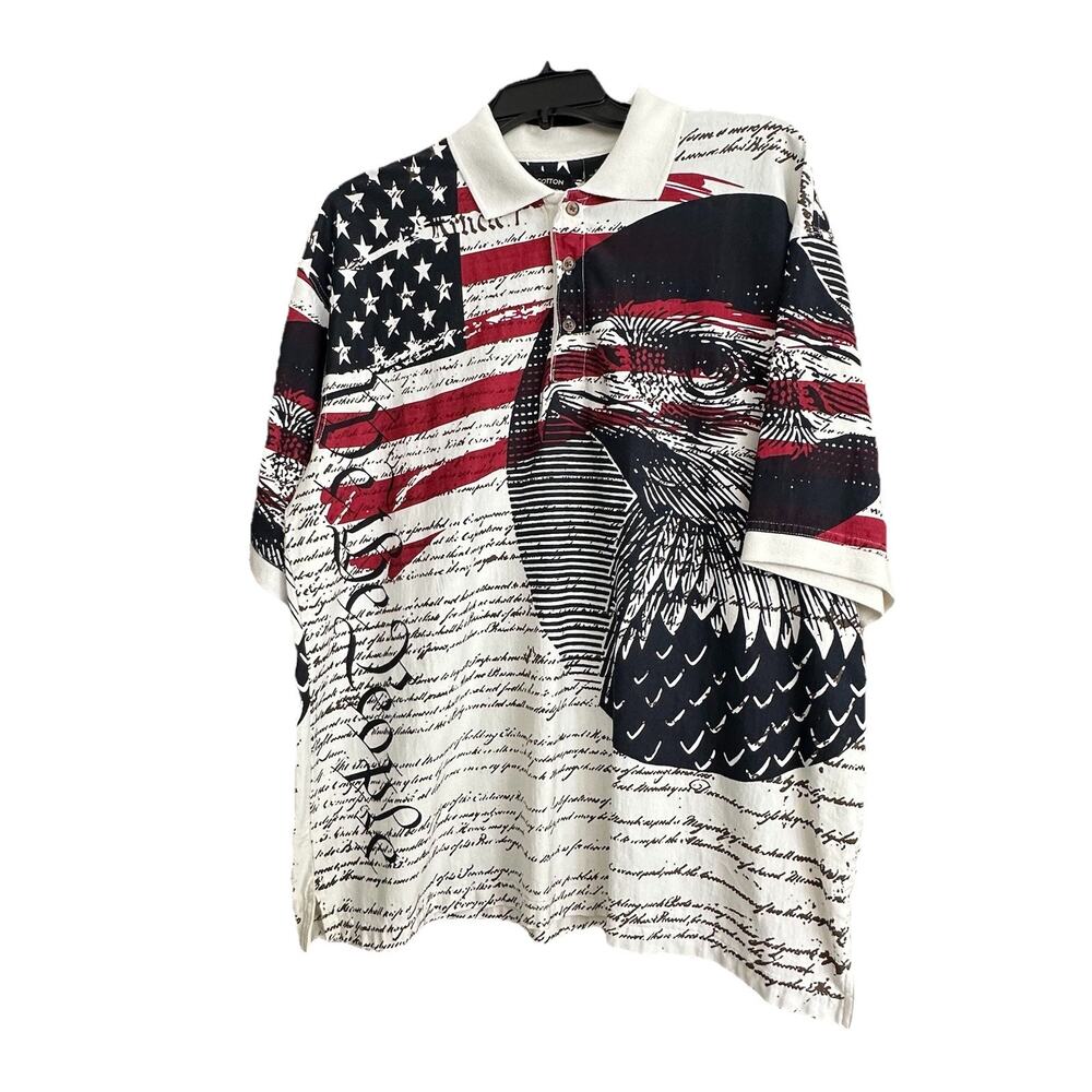 PRISTINE Cotton Traders Sport "We The People" Patriotic Polo Shirt - Men's XL